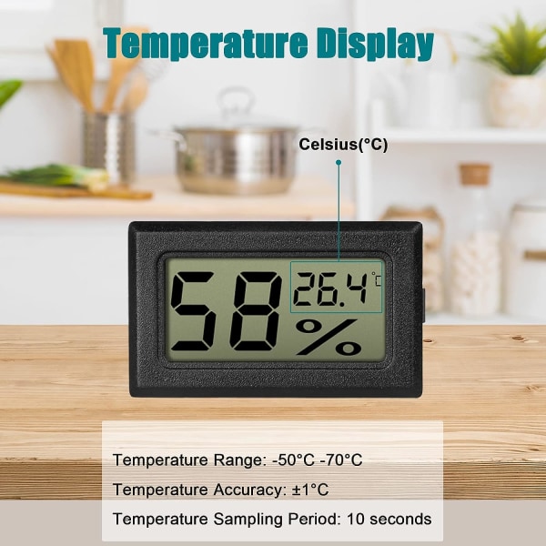 8 stk. Mini Termometer (°C) Indendørs Digital Hygrometer med Temperatursensor til Drivhus Bil Hjemmekontor