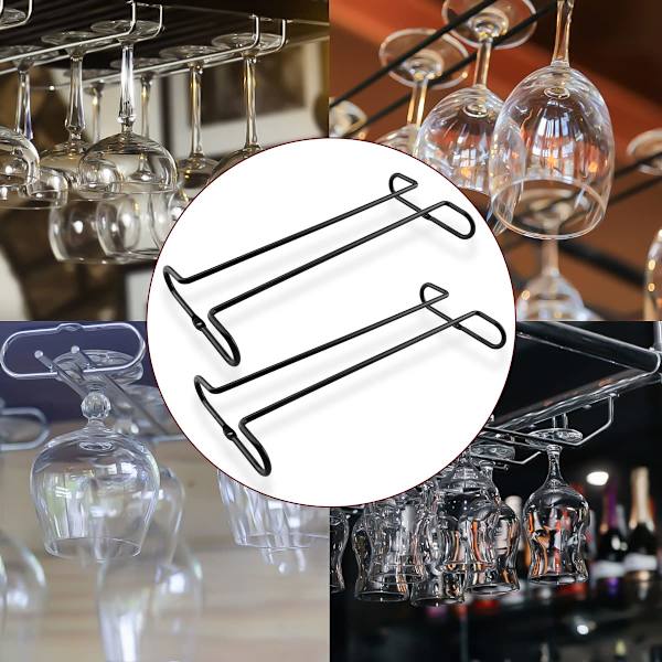 2-pack hållare för vinglas, 10,3 tum, metall, hängande vinglasställ under skåp, vinglasställ för kök, B