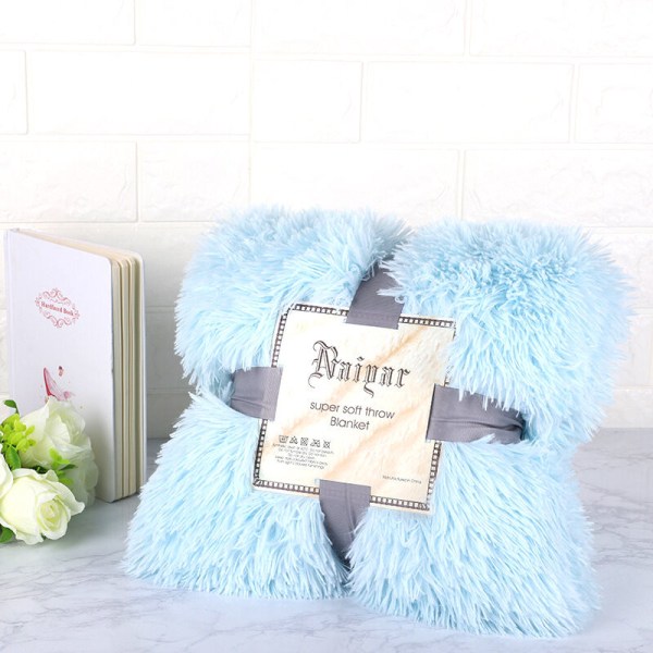 Cozy Fur Blanket Living Room Blanket Microfiber Fleece Blanket Sofa Blanket Day Light Air Conditioning Blanket for Sofa Bed (Aqua Blue130 x 160 cm)