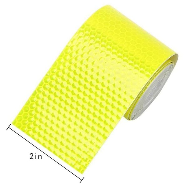 2 kpl Fluoresoiva keltainen 5 cm 3M liimattava ja leikattava - säänkestävä heijastinteippi - varoitusteippi, heijastava ja itseliimautuva - turvamerkintä