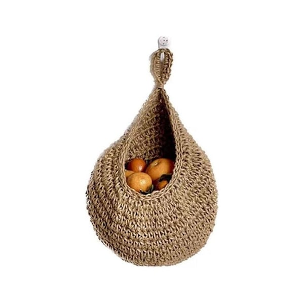 Seinähedelmäkori, vihanneskassi, kudottu kukkapakkauskori hamppuköydestä, ruskea, hedelmäinen orkidea - 28 × 35 cm