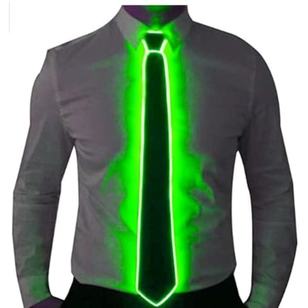 (Grønn)LED Light Up Neck Tie Glow Light Up Tie Neon Led Slips LED