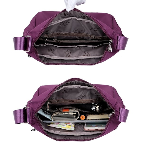 Nylon Oxford stof messenger taske (lilla), dame casual canvas messenger taske, dame en skulder vandtæt messenger taske