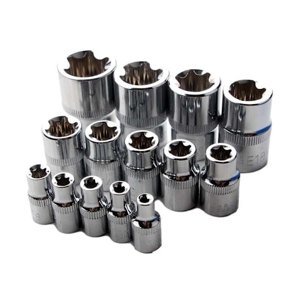 （130x57x115mm） Parti med 14 Torx hun E4-E24 piper sekskantet