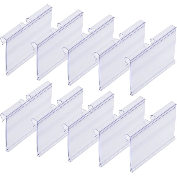 Kit 10 prislappar för T-krokar. Etikett 42 x 60 mm. Transparent. Prislappshållare