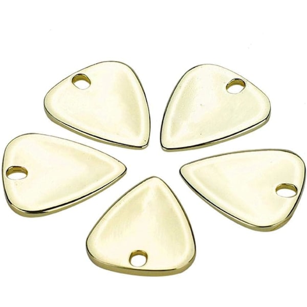 Guld - 5 högkvalitativa metallgitarrplektrumtillbehör för akustisk, bas eller elgitarr.