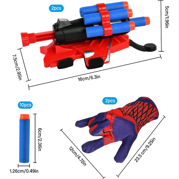 2 sæt Spiderman Launcher Handsker, Børn Plast Cosplay Handske Hero Launcher, Spiderman Web Launcher Handske Håndled Legetøj Hero Launcher Kostume Rekvisitter til K