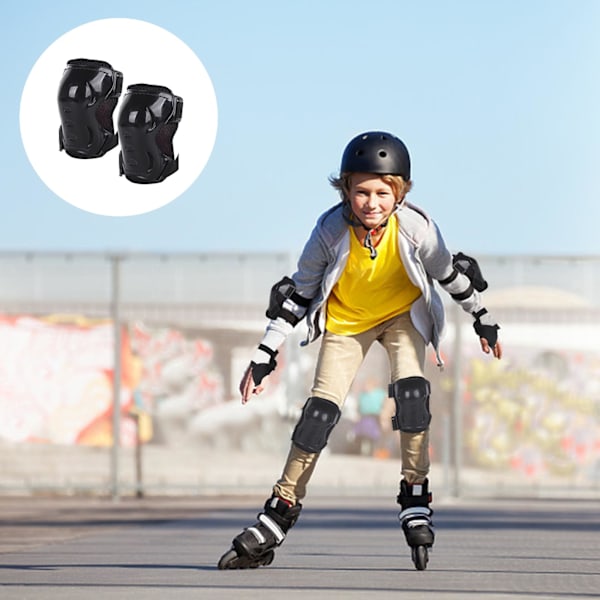 Sportskyddsutrustning set 6-delad handleds- och knäskydd skateboard inline skating cykling scooter utomhusaktiviteter (svart)