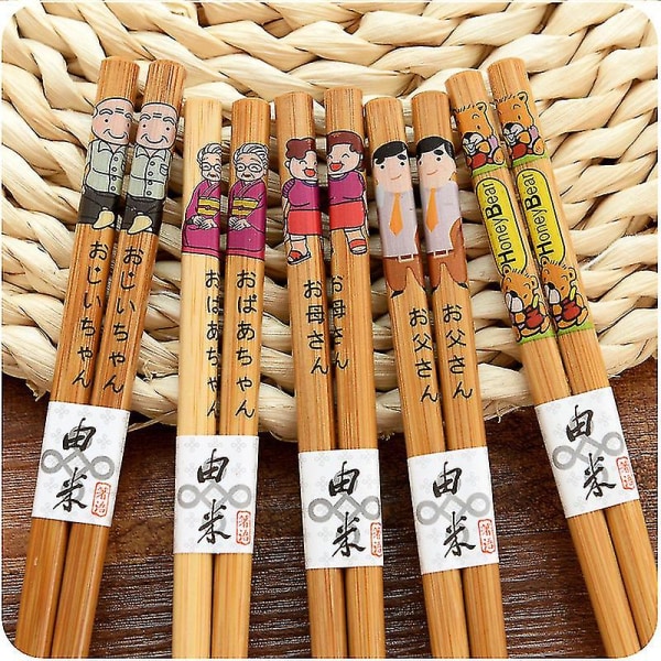 5 par miljövänliga bambu ätpinnar Handgjorda trä trä Sushi