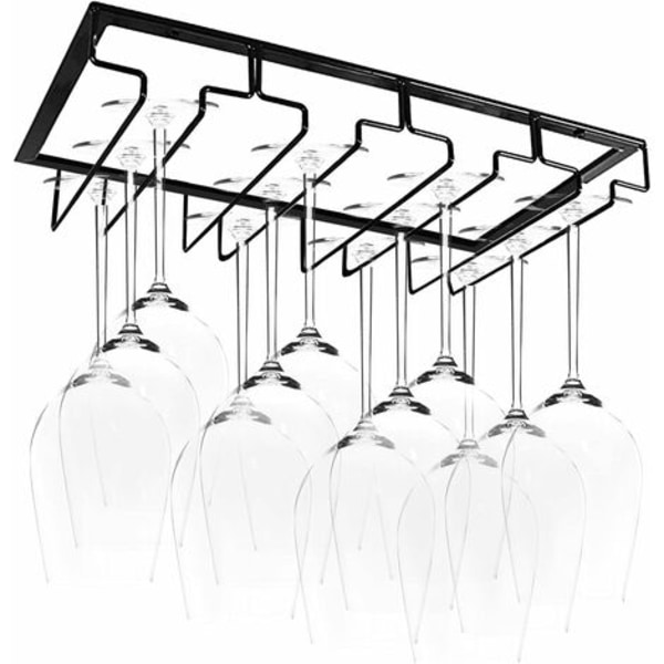 Hængende glasstativ - vinglasstativ med 4 skinner, til 8-12 glas, 40 x 22,5 x 5,5 cm, til barer, vinkældre, køkkener (4 skinner)