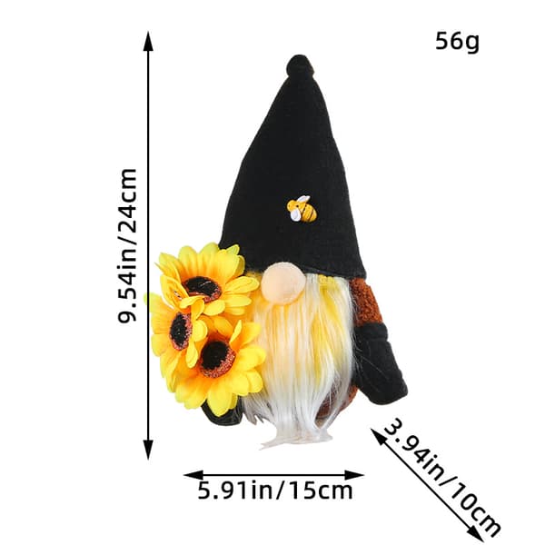 3 stk - Figurin Solsikke Bie Nisse Høstfarger Ornament