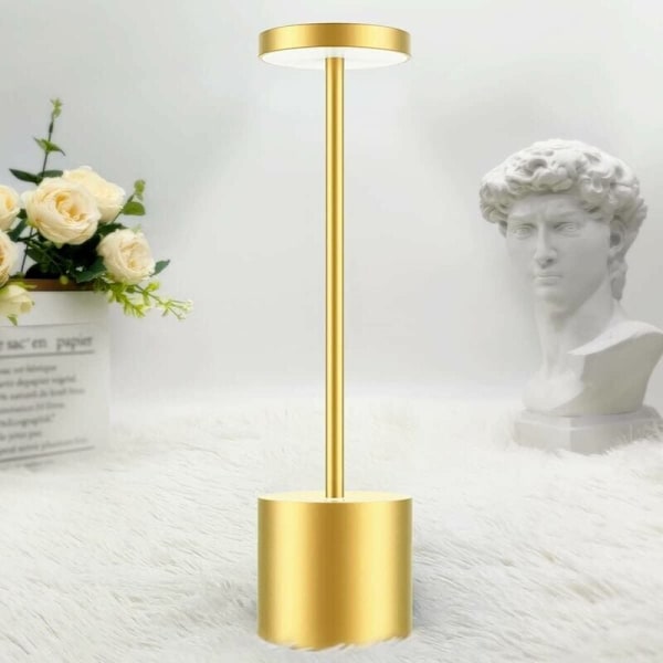 Oppladbar trådløs bordlampe, 5000mAh LED skrivebordslampe i metalldesign USB-lading, 3 fargemoduser, for nattbord, utendørs, terrasse, restaurant