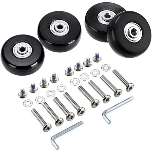 4 stk. 50x18mm bagage Kuffert reservedele hjul, drejelige gummihjul Ruller reparationssæt, sort