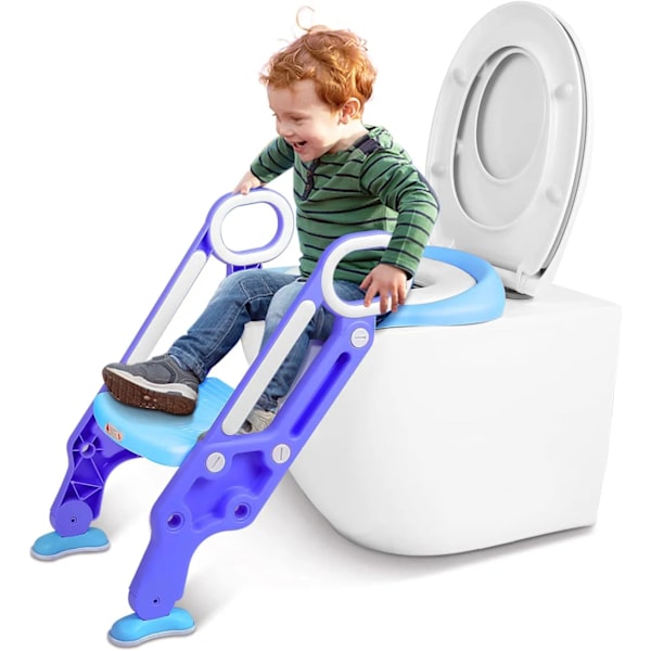 Justerbar og sammenklappelig børnetoiletsæde, babytoiletreducer med trin, børnetoilettræner med stige, kvalitetsmaterialer, til højde 38-42 cm