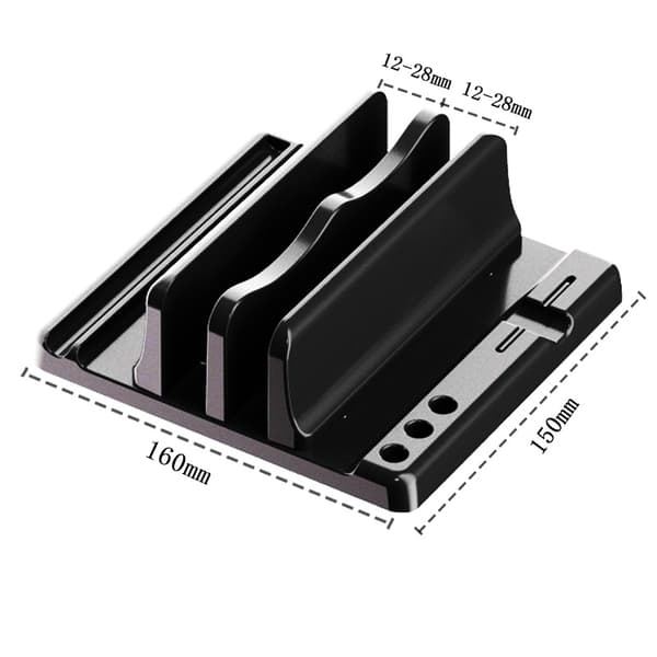 Vertikal bærbar computer stand, justerbar ABS plast skrivebords bærbar computer dockingstation, vertikal bærbar computer stand, pladsbesparende, passer til alle