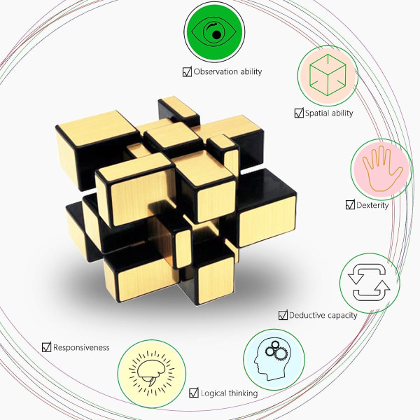 Speilkube 3x3 3x3x3 Magisk speil Speed ​​Magic Cube Puzzle Ultra Rask (Gylden)