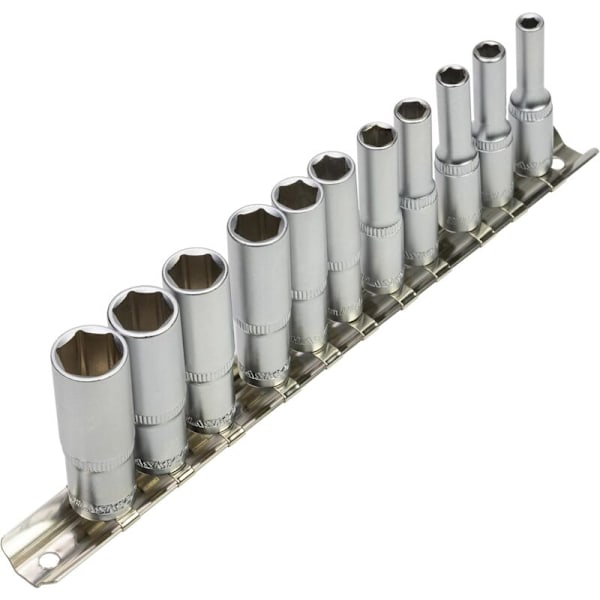 1/4\" 4-13mm Lang Topnøglesæt 6 Kant Topnøglesæt, Sølv