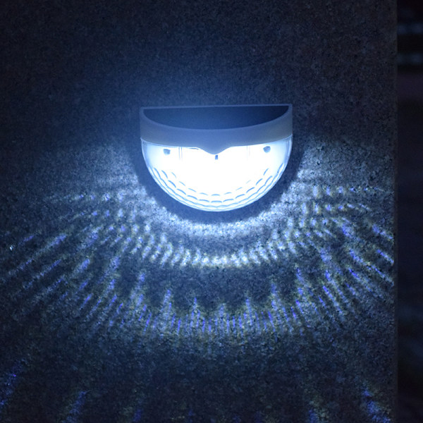 Vægbelysning Solar Hegnlampe, 6LED Semi-cirkulær Bord Stige Lampe, Havemur Lys, Havemur Lys (Hvid Skal Hvidt Lys)