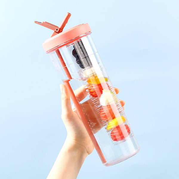 Vattenflaska med sugrör och infuser 700ml Daisy Yellow