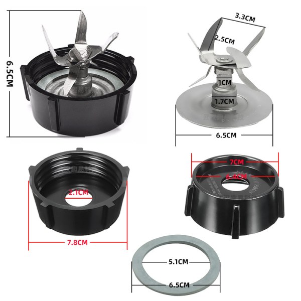 3-pack reservdelar för mixer, mixertillbehör, mixerblad + bricka + bas