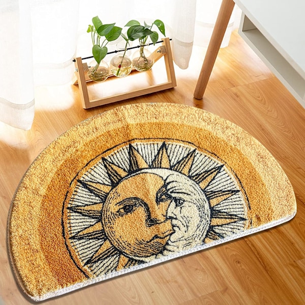 Puoliympyrän muotoinen kylpyhuoneen lattiamatto tarot aurinko ja kuu matto liukumaton tervetulotoivomattoon imukuppi 40*60cm