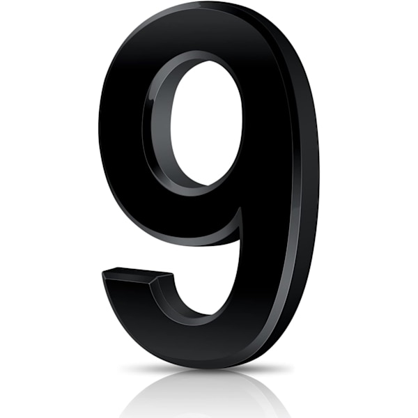 Moderni harjattu musta (9) talonumero, kadunumero, talonumerokyltti ja postilaatikon numero talolle, huoneistolle, hotellille, oven hopea