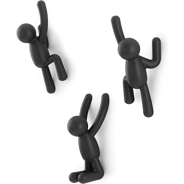 Set med 3 väggkrokar, svart