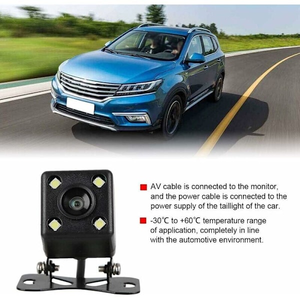 Övervakningskamera för inom- och utomhusbruk, för bilens backkamera, backkamera IP68 Vattentät 8 LED Backup Parkerings Mörkerseende Parkering