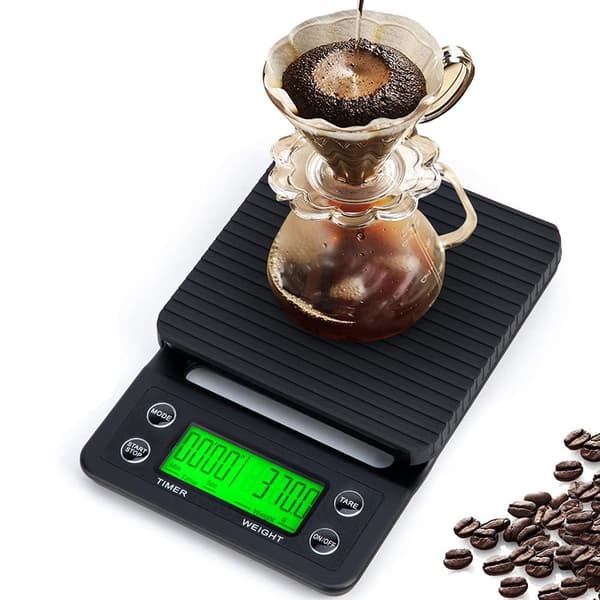 Kaffevekt Multifunksjonell Digital Kjøkkenmatvekt med Timer 3kg/0.1g for Kaffe Brygging, Baking og Matlaging