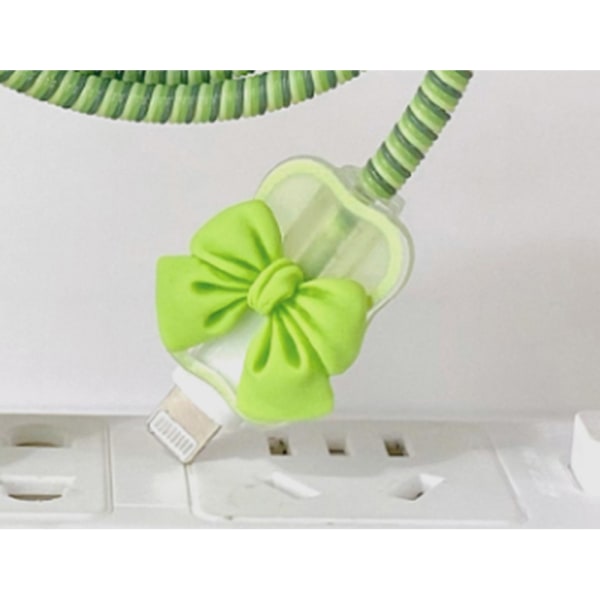 (Grøn) Kabelbeskytter 18W/20W til iPhone oplader, sød 3D bue c
