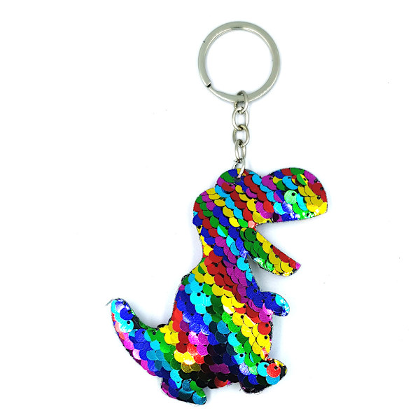 (Set om 5) Dinosaurienyckelringar för barn, nyckelringar för flickor, färgglada paljettnyckelringar, glitternyckelringar, skolväsktillbehör, barnfickpresenter