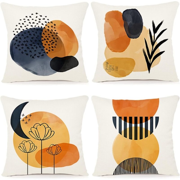 Set med 4 kuddfodral 45x45 Geometriskt mönster Dekorativ kudde bomull Kudde Linne Soffa Kudde Överdrag För Säng Hem Bil Soffa 4