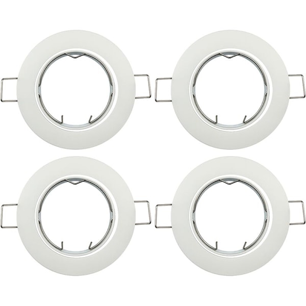 4x Indbyggede loftspotlights inkl. GU10 fatning - Monteringshul ø60mm, ø80x24mm, Hvid aluminium, LED/Halogen