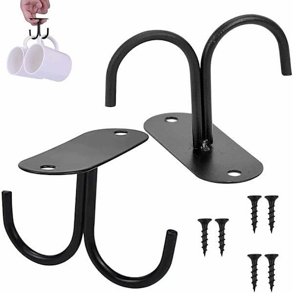 Kaffekoppshållare, 3 st metallkopphållare, väggkopphållare, koppkrokförvaring för förvaring av muggar kaffekoppar ölflaskor hängande köksredskap, med 6 S