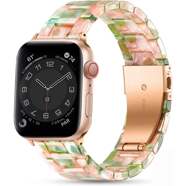 Resinrem for Apple Watch-rem 41mm 40mm 38mm, lettvektserstatning for iWatch-rem for kvinner og menn, lenkeklokkereim for Apple Watch Series 8/7/6/5