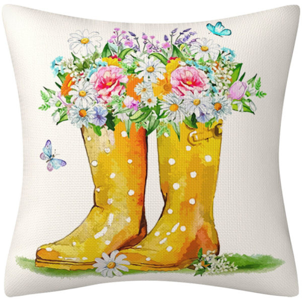 Dekorativt putetrekk Gård vårplante Blomst Sofa Sofa Firkantet putetrekk 45x45cm Trekk Utendørs Vanntett Pute For Sofa Hus Salong Hage 4