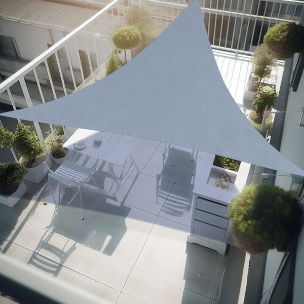 ( Grå - med rep) Triangulär skuggskydd 3x3x3m, Vattentätt PES-material - Rivtåligt skuggtyg, Skuggsegel för uteplats, däck, balkong, trädgård