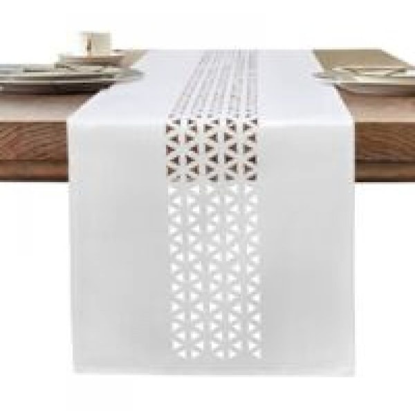 183 x 35 cm Link Moderne Hvid Bordløber Linned Et elegant og vaskbart look til spisebordsdekoration, restaurant, julefrokost