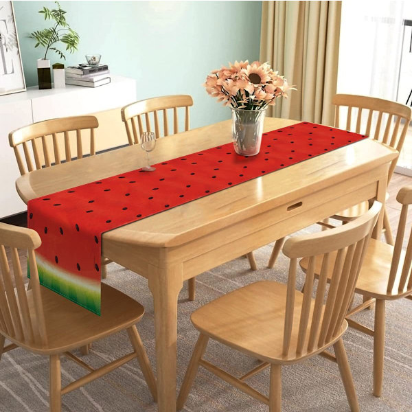 33 x 180CM Sommerdekorativ Bordløper (Vannmelon), Burlap Bordløper for Bryllup, Sommer, Høst, Festival, Utendørs Festdekorasjon