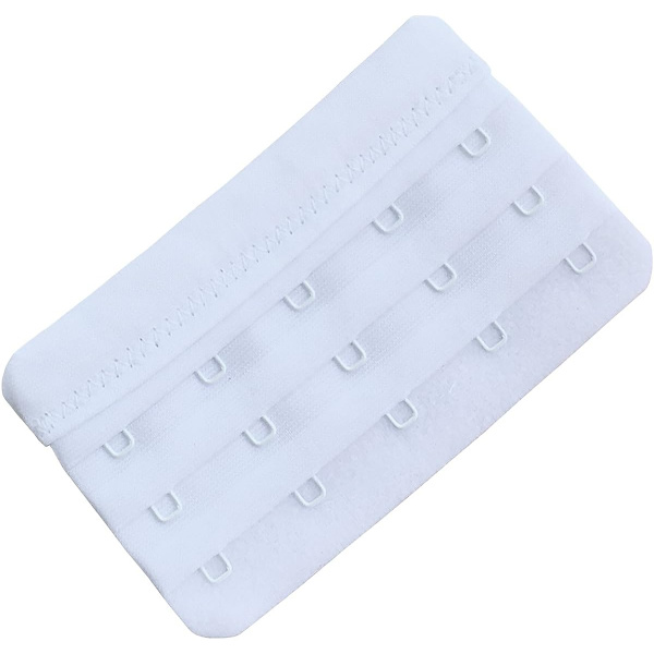 Hvidt sæt med 3 bløde, komfortable bh-forlængere med 5 kroge, 5,9 cm x 9,4 cm