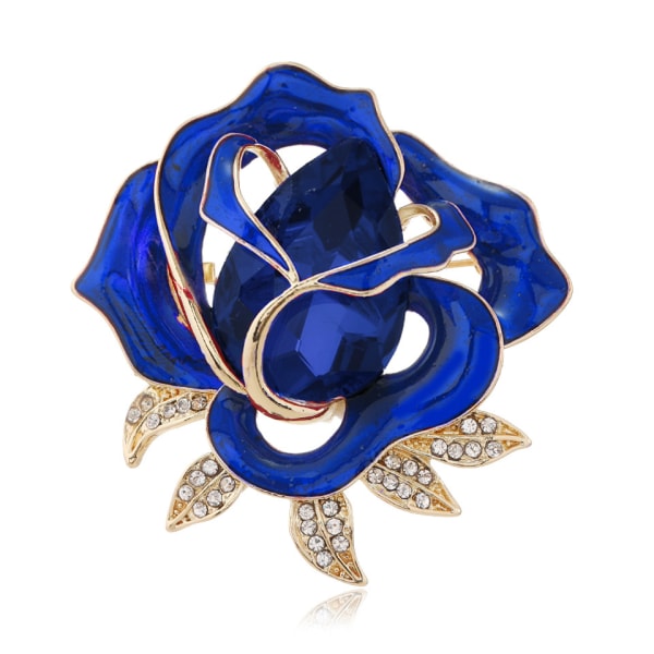 Crystal Rose Brooch Glaze Rhinestone Flowers