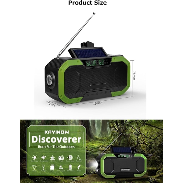 Käsikäyttöinen radio LCD-näytöllä, 2000mAh kannettava NOAA-sääradio punainen