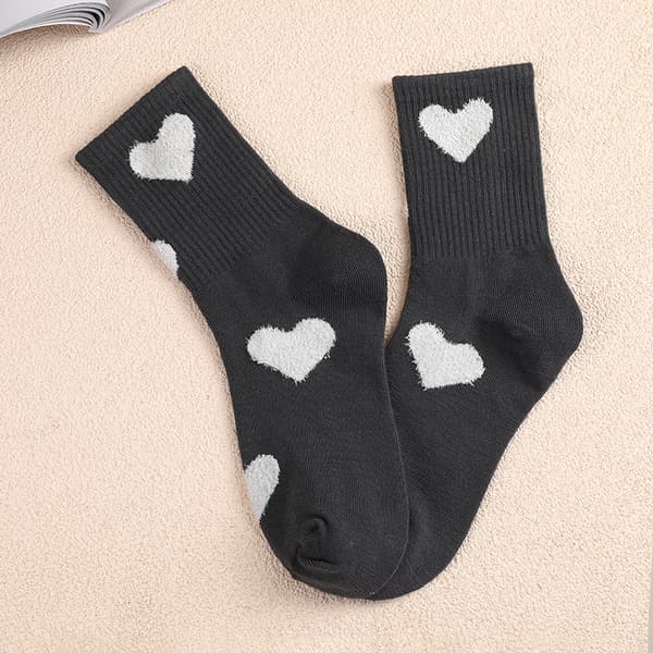 Dame Mid-calf 3 Sokker Casual Ensfarget Hjertemønster