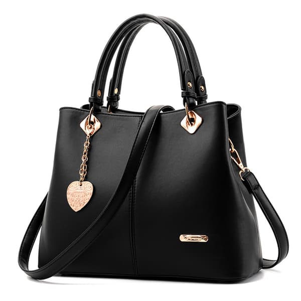 Svart handväska dam mode PU läder tote väskor axelväskor crossbody väskor Sac a main