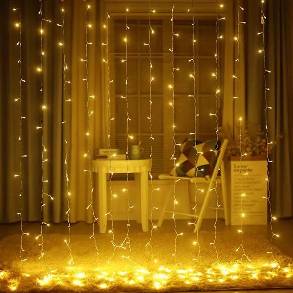 LED Gardinlys med funktion, 3 3m 300 LED Gardin vindueskæde lys, fe lys guirlande, julelampe dekoration af isterninger