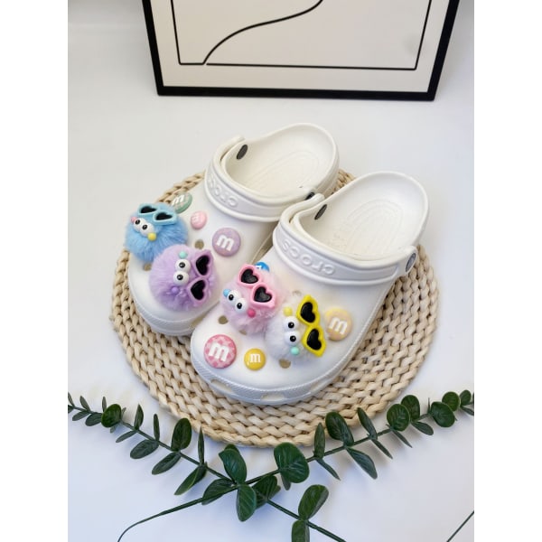 12 stk. 3D-clogs-sandaler-pynt (M Bean tilfældig farve), skocharms, søde sko-pynt til clogs-sko-armbånd DIY