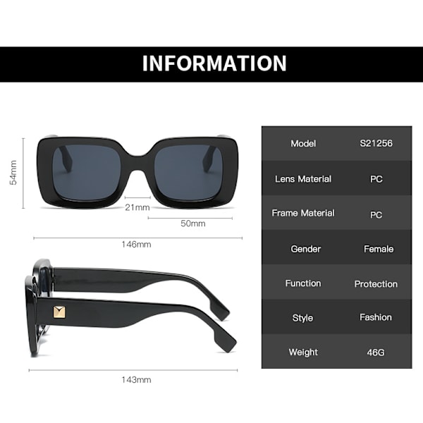 Sorte - Dame Mode Oversized UV400 Solbriller Klassiske Store Stel Solbriller