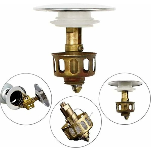 Tvättställ Bounce Drain Filter, Diskho Pop Up Drain Plug Badrum Diskho Drain Plug med Korg, Kök Badrum Sil Sink Drain Plug