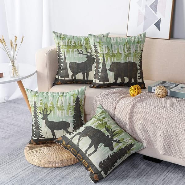 (Djurbrickor) Set med 4 kuddfodral 45 x 45 cm Polyester och linne Stoppad kuddfodral Bilsoffa kuddfodral heminredning