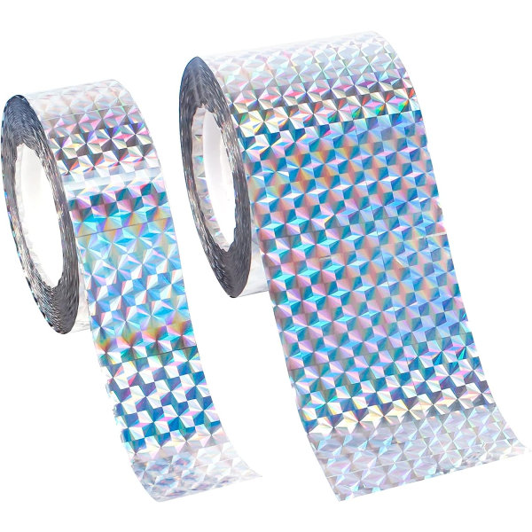 2 ruller fugleskræmmende tape (4,8 cm x 80 m; 2,4 cm x 80 m) Reflekterende dobbeltsidet tape Fugleskræmmer sæt Hold fugle væk Frugtplantage Gård Plæne